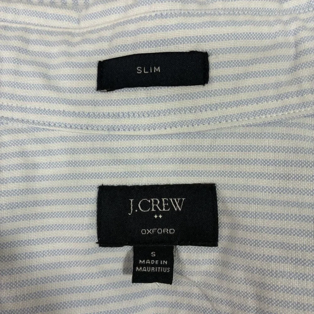 J. Crew Men's Small Blue/White Striped Slim Fit Button-Front Oxford Shirt NWT